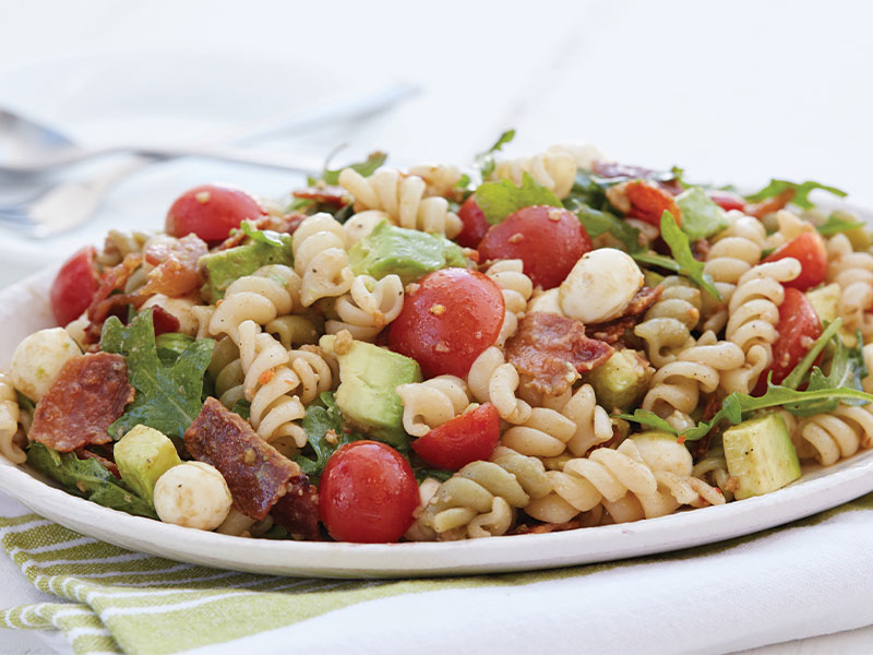 Bacon Avocado Caprese Pasta Salad