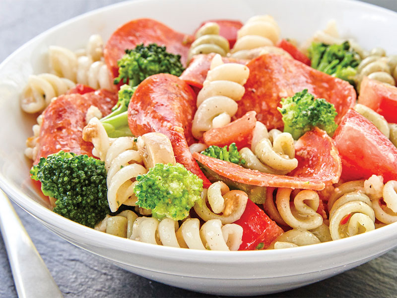 Caesar Pasta Pepperoni Salad with Broccoli