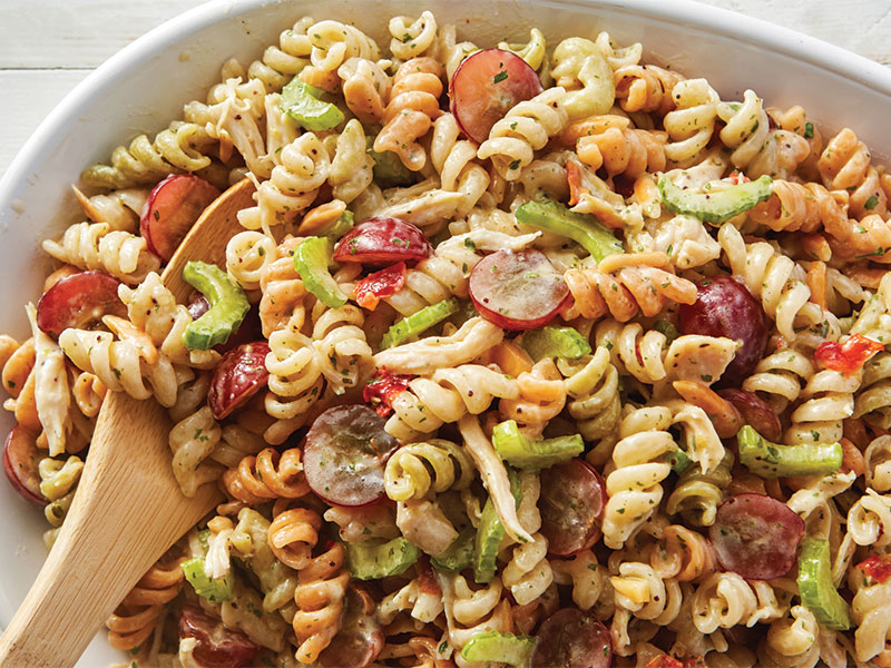 Chicken Pasta Salad with Grapes and Poppy Seed Dressing