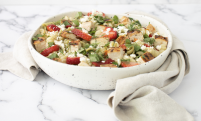 California Chicken Pasta Salad with Feta 038 Strawberries