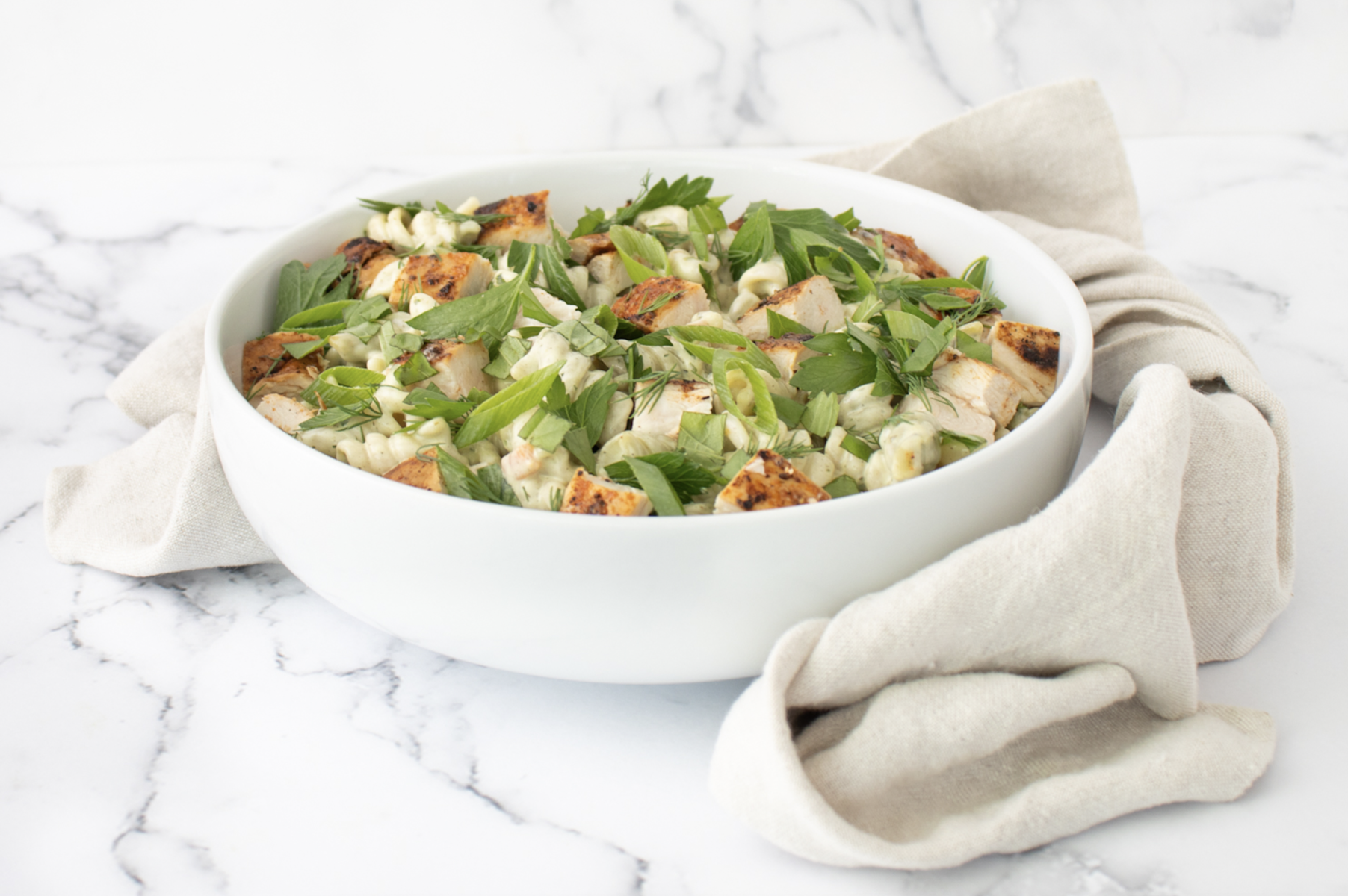 Herb Chicken Green Goddess Pasta Salad Recipe - Suddenly Salad