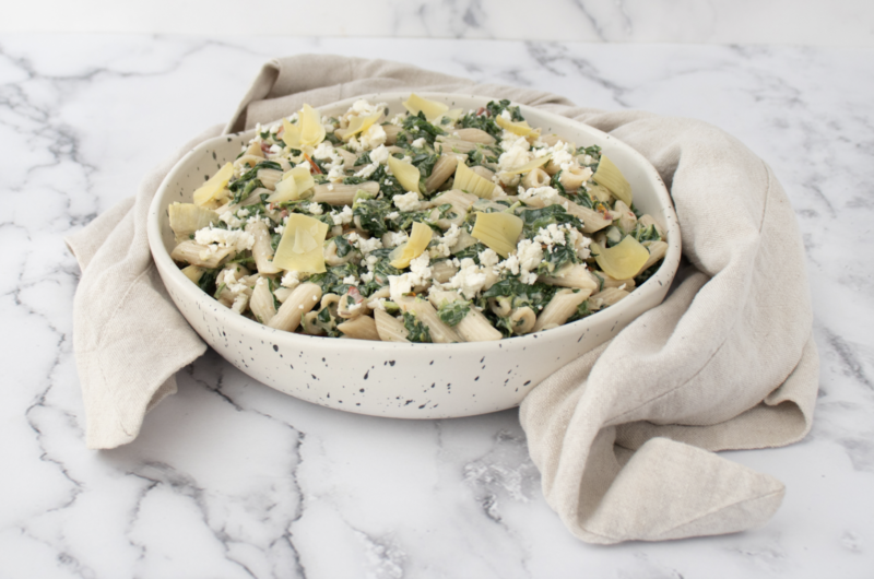 Spanakopita Pasta Salad with Artichokes