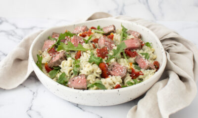 Tuscan Steak Pasta Salad with Arugula Parmesan 038 Sun Dried Tomatoes